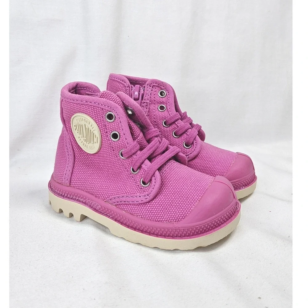 Palladium Pampa Hi Boots Shoes Ibis Rose Pink Canvas Infant Size 4 New in Box